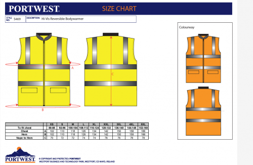 Vesta termica reversibila Hi-Vis, portocaliu, regular, Portwest